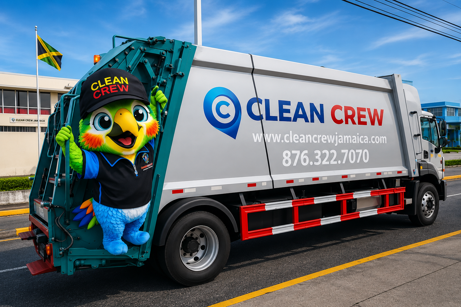 Clean Crew Jamaica waste collection truck